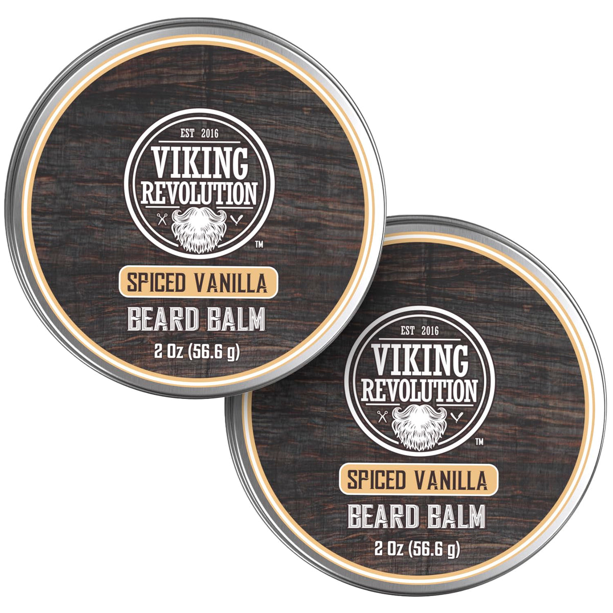 Viking Revolution beard balm bottle with spiced vanilla scent for nourished beard