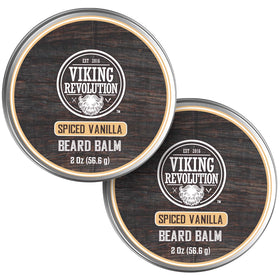 Viking Revolution beard balm bottle with spiced vanilla scent for nourished beard