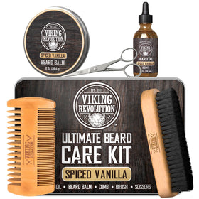 Viking Revolution spiced vanilla beard brush detangles and smooths facial hair.