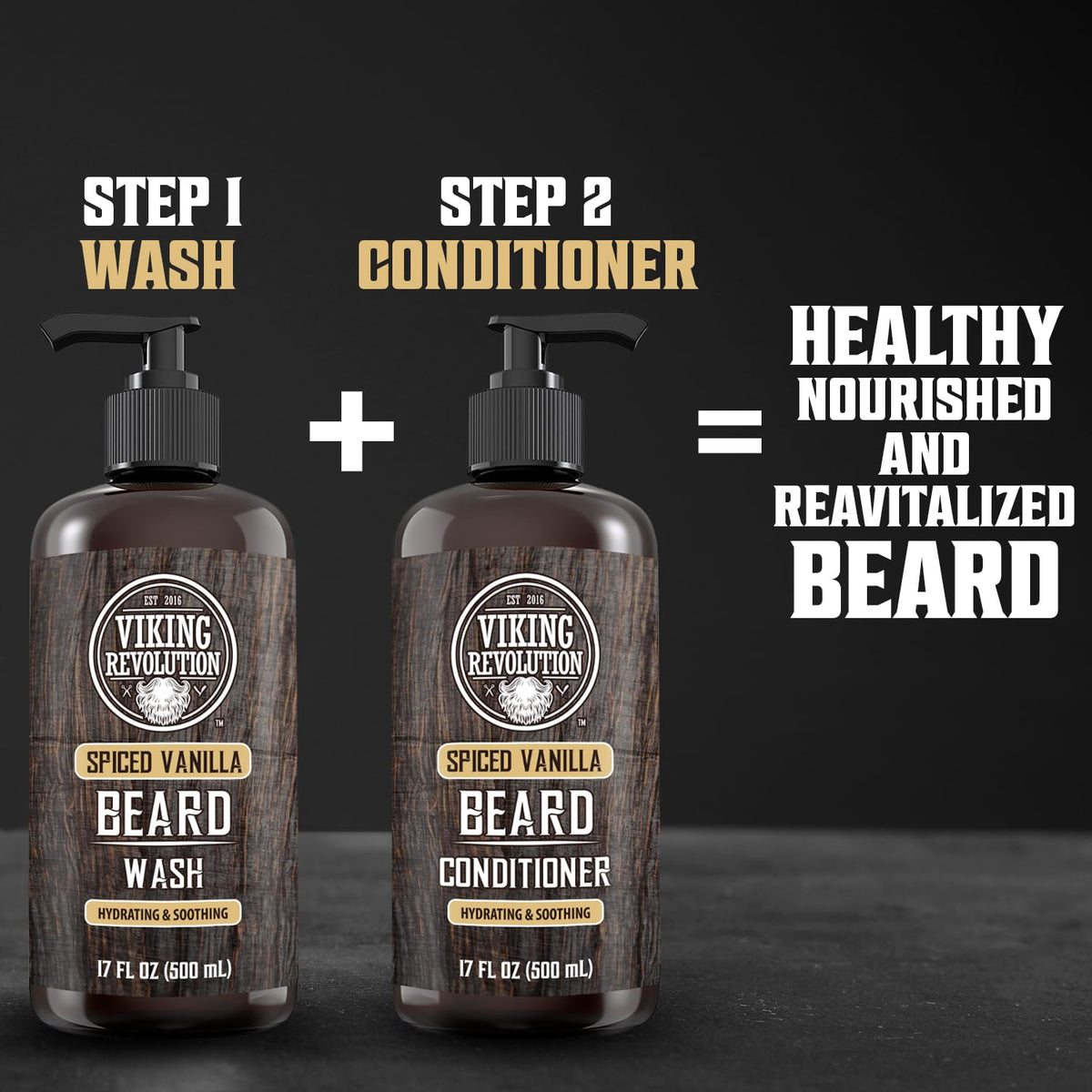 Viking Revolution beard wash softens hair for smoother feel and easier styling.