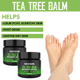 Viking Revolution Tea Tree Oil Cream application on arm, cooling relief for irritation