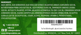 Viking Revolution Tea Tree Oil Cream label close-up, tea tree oil benefits