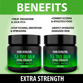 Viking Revolution Tea Tree Oil Cream packaging, natural remedy for irritated skin