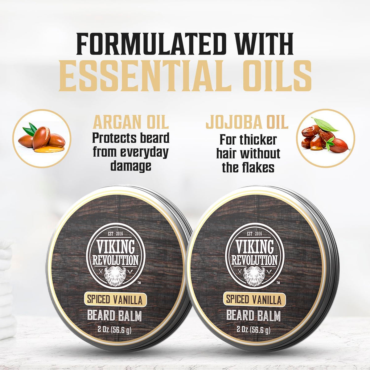 Viking Revolution two-pack display with 2oz tins for on-the-go grooming