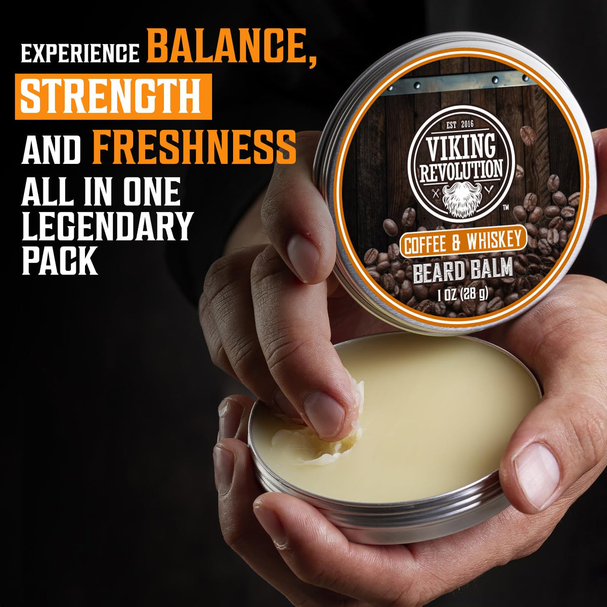 Viking Revolution Unscented beard balm jar for low-profile conditioning.