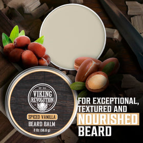 Viking Revolution spiced vanilla scent on beard balm during daily morning routine