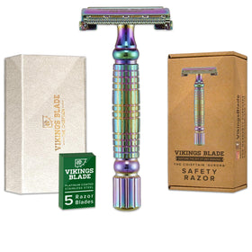 Vikings Blade Chieftain Aurora razor handle close-up for balanced, precise shaving.