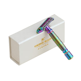 Razor ready for use with reusable design supporting long-term grooming with Vikings Blade Chieftain Aurora.