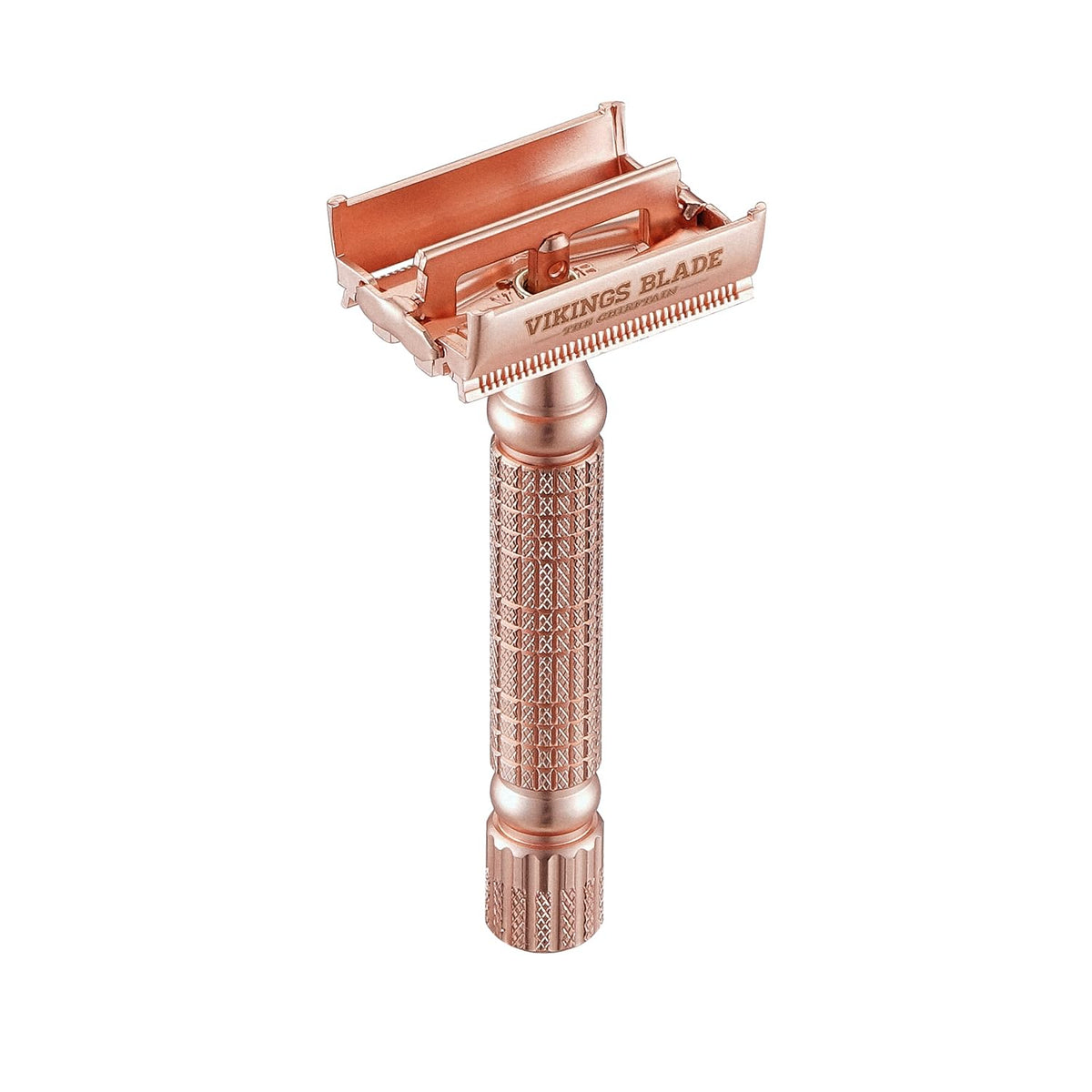 Chieftain Hera razor handle detail highlights premium brass build.