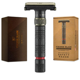 VIKINGS BLADE Emperor Meiji razor close-up showing adjustable head for precise control