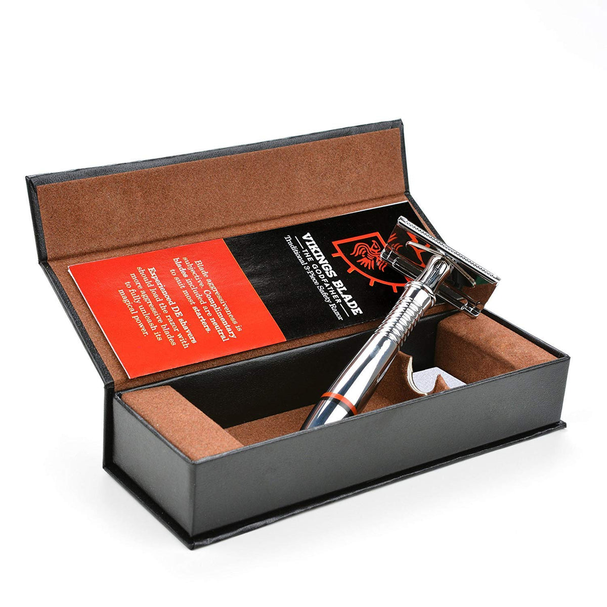 Vikings Blade luxury case protecting the razor during travel.