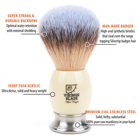 VIKINGS BLADE White Knight knot detail shows strong backbone for smooth lather.
