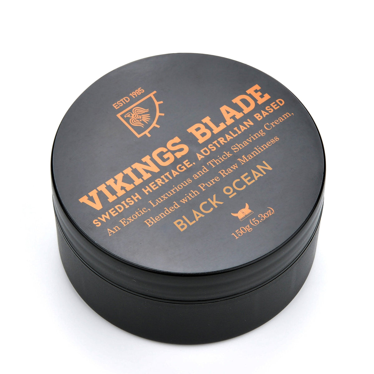 Vikings Blade luxury shaving cream bottle with Black Ocean scent for a rich, smooth shave