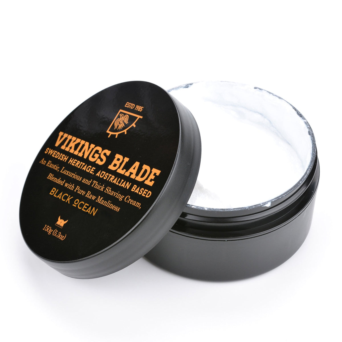 Bowl of Vikings Blade shaving cream with rich lather and deep scent