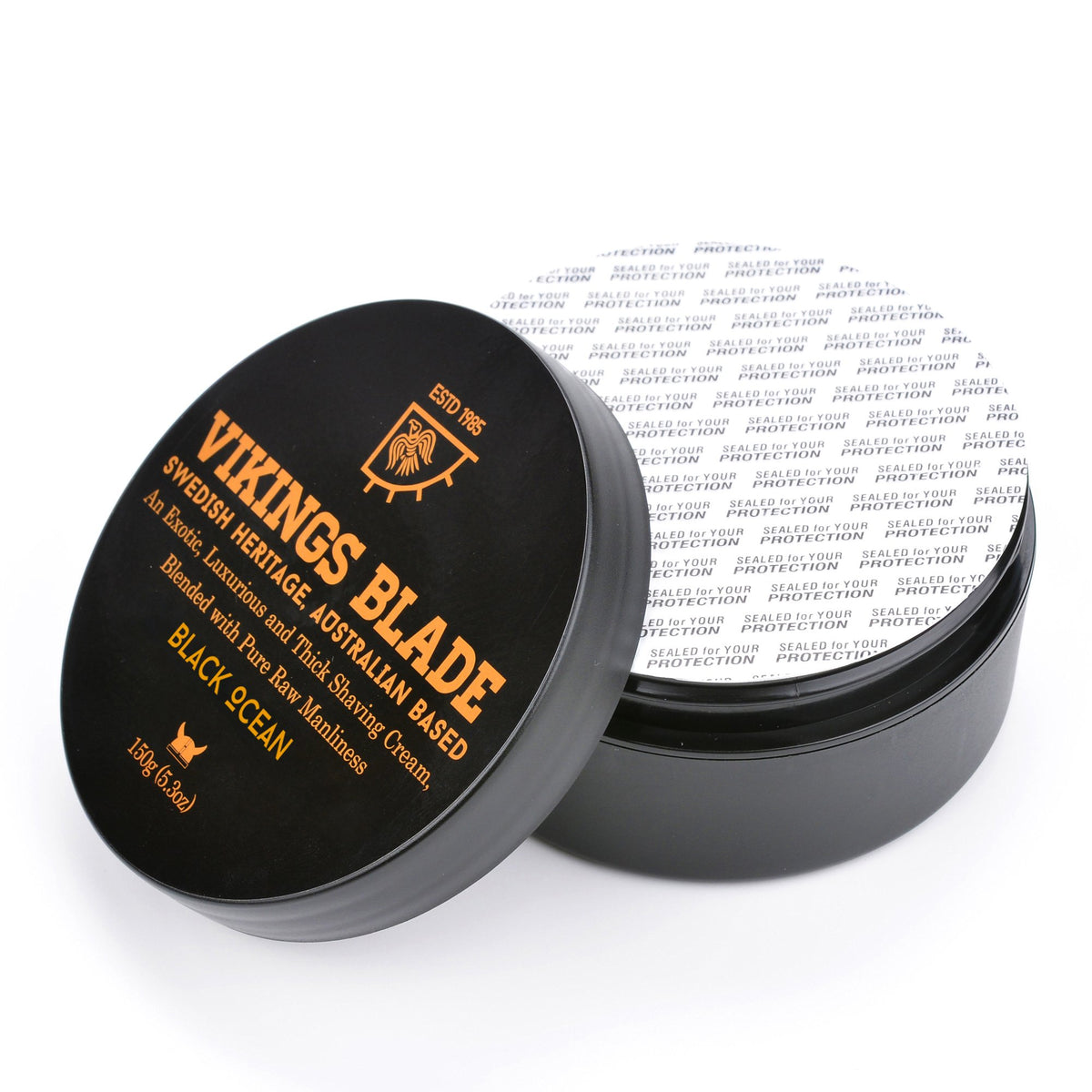 Vikings Blade brush loaded with Black Ocean cream for generous foam prep