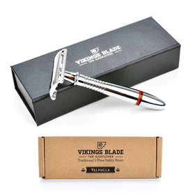 Vikings Blade platinum-coated blades offering a milder shave.