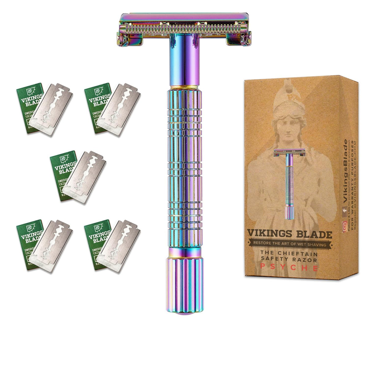 Vikings Blade Psyche brass razor body for a premium shave