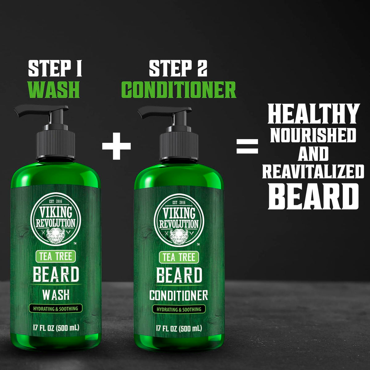 Viking Revolution Tea Tree Beard Wash bottle with soft foam and easy rinse.