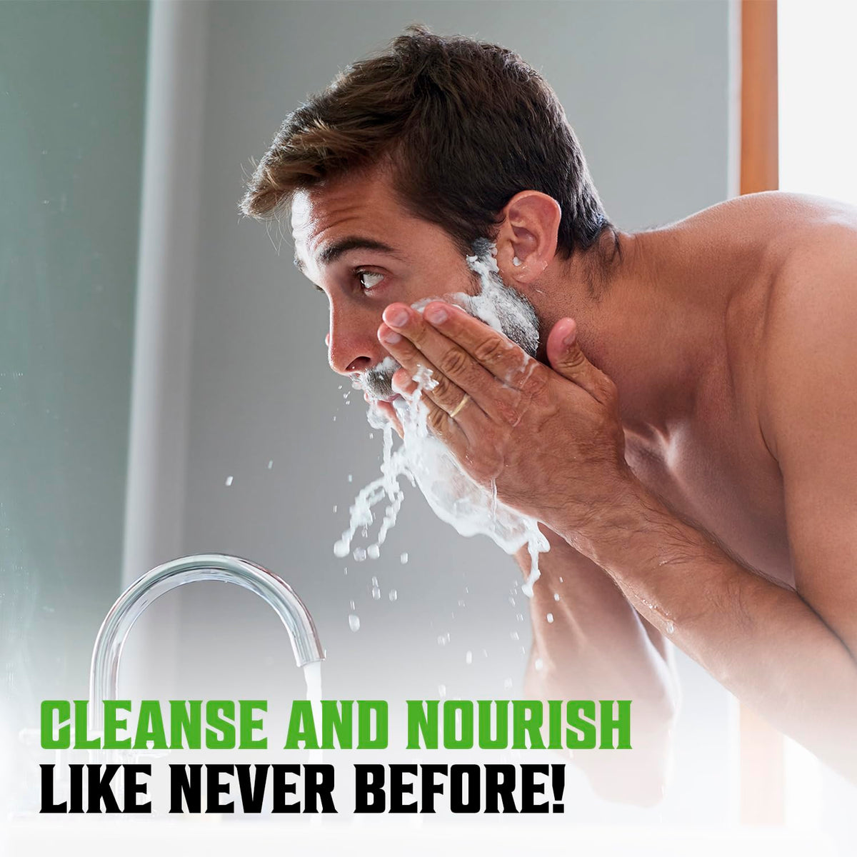 Viking Revolution Tea Tree Beard Wash ginseng root extract close-up to emphasize moisturizing boost.