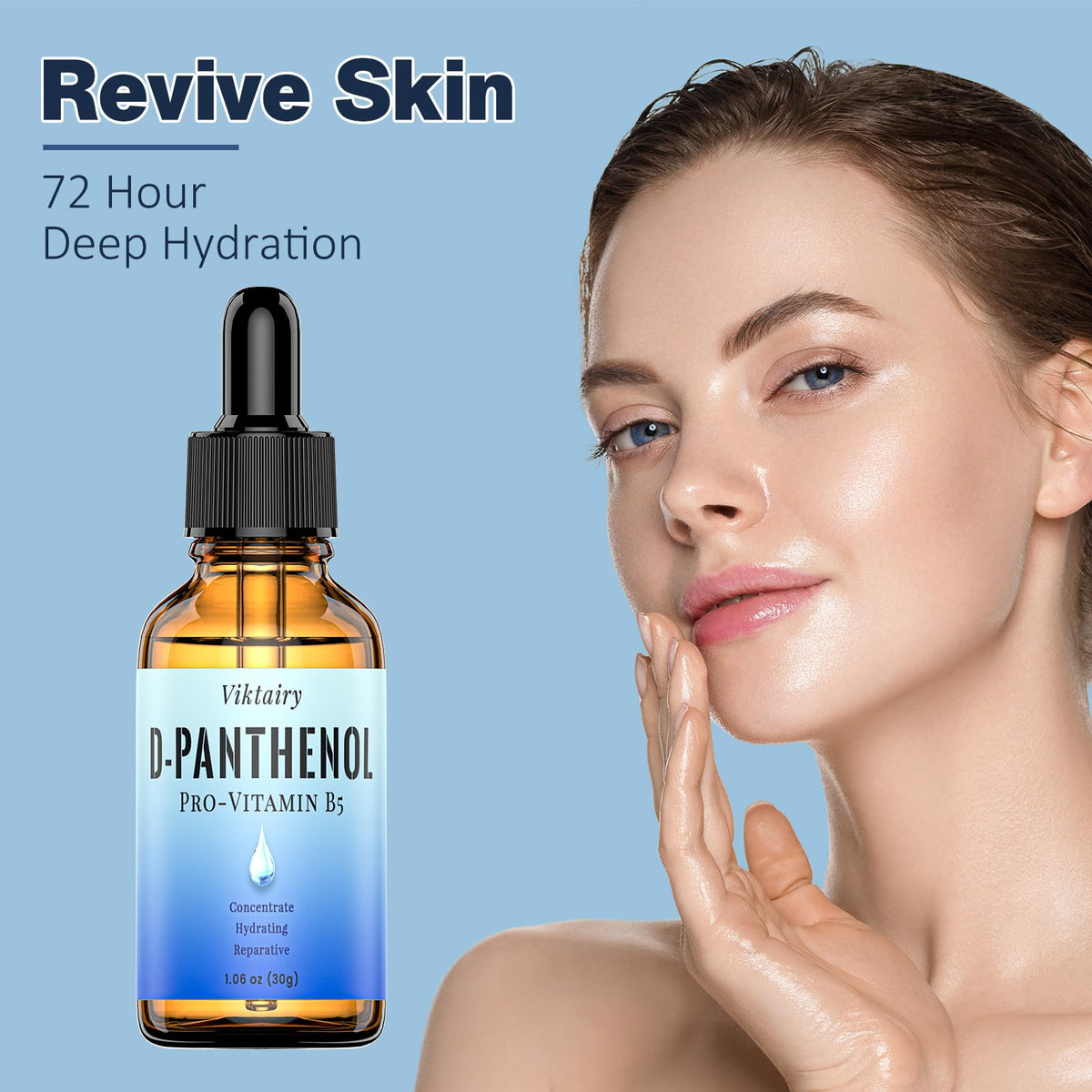 Viktairy D-Panthenol Liquid dropper releasing concentrated vitamin B5