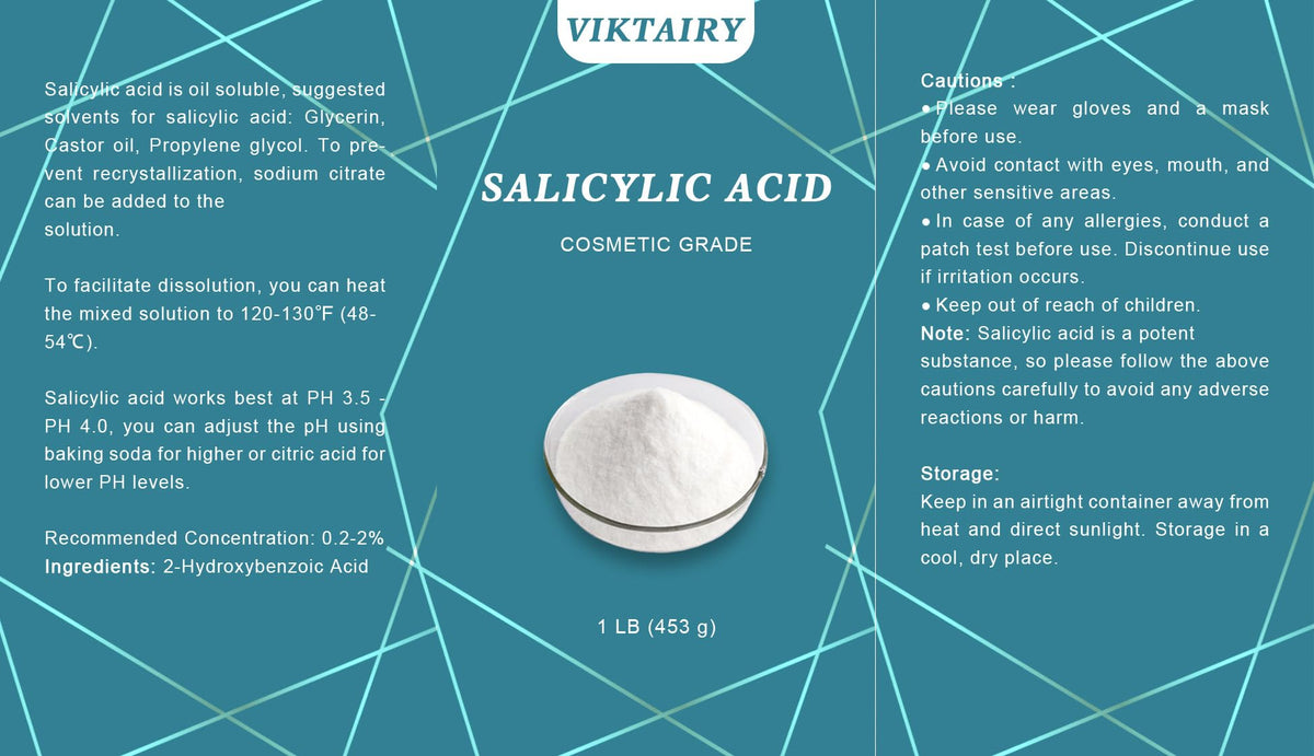 Viktairy cosmetic grade salicylic acid powder for pure exfoliation in DIY formulas