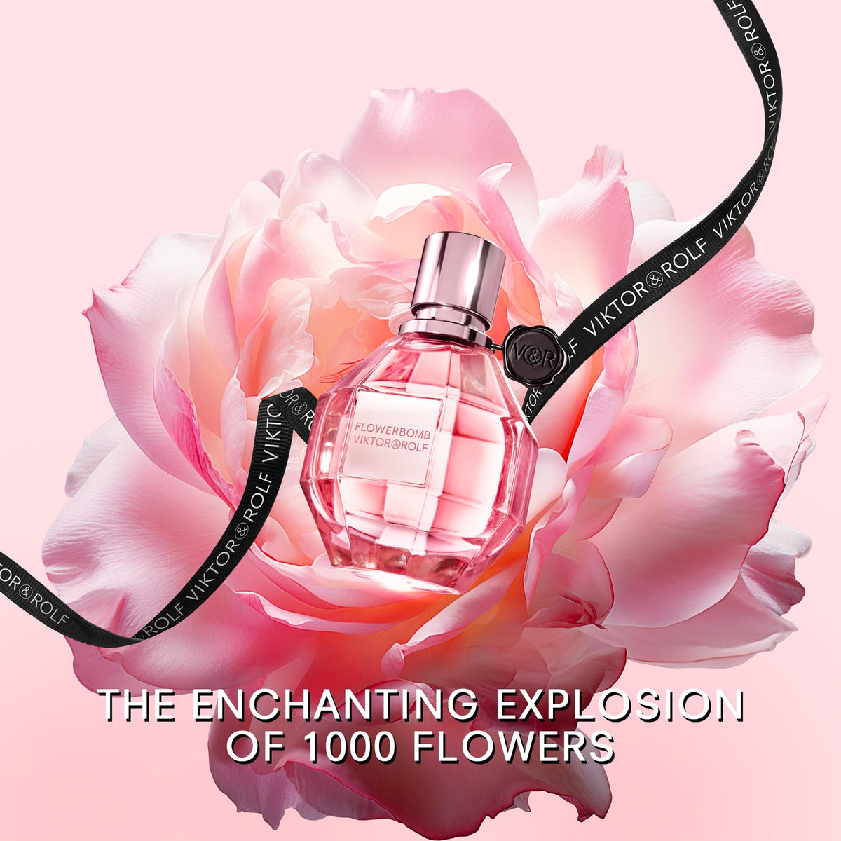 Viktor&Rolf Flowerbomb EDP cap closeup highlights premium packaging and luxury.