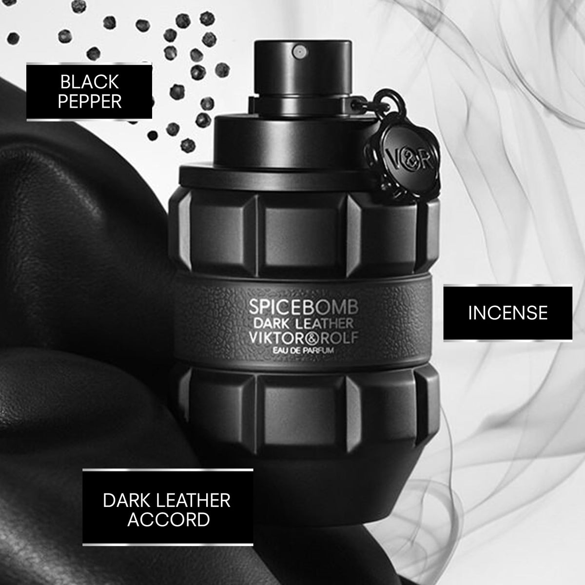 Viktor&Rolf Spicebomb Dark Leather spray bottle ready for display and travel.