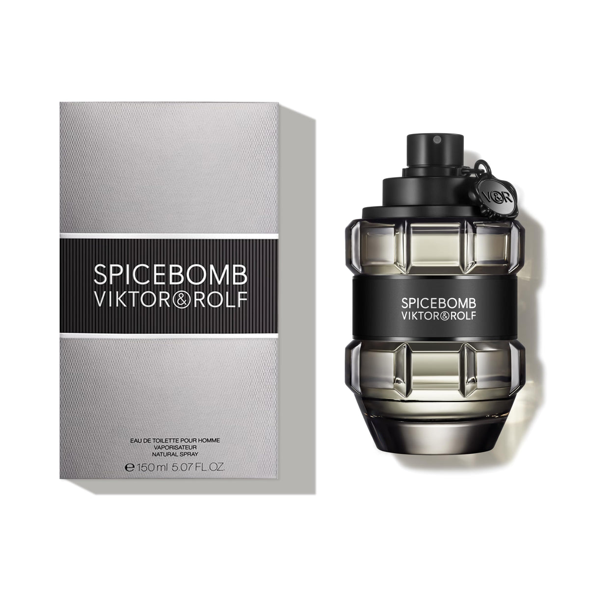 Viktor&Rolf Spicebomb EDT engraved cap close-up emphasizing masculine style