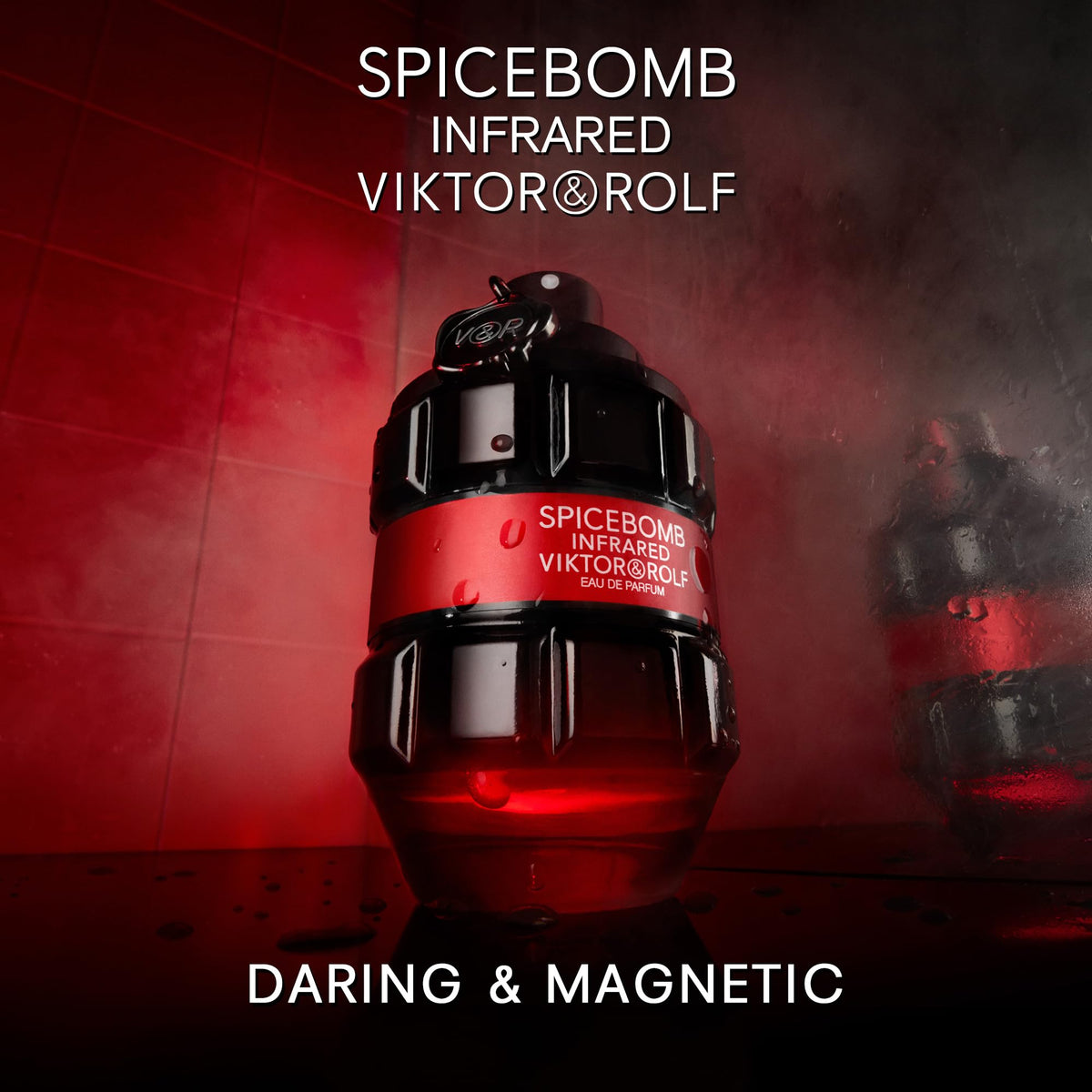 Viktor&Rolf Spicebomb Infrared packaging shot evokes luxurious branding and confidence.