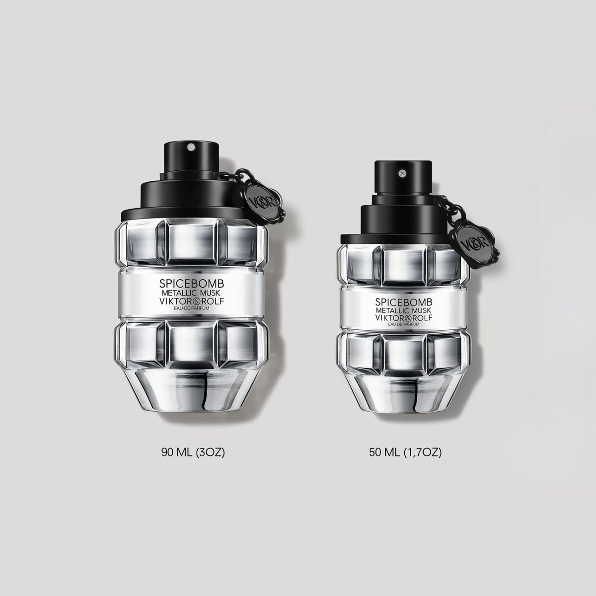 Viktor&Rolf Spicebomb Metallic Musk silver suede close-up signifying refined texture