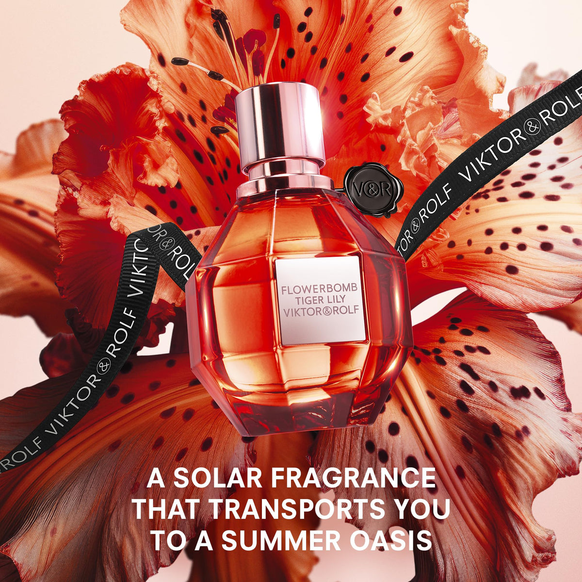Viktor&Rolf Tiger Lily cap detail on bottle emphasizes premium design