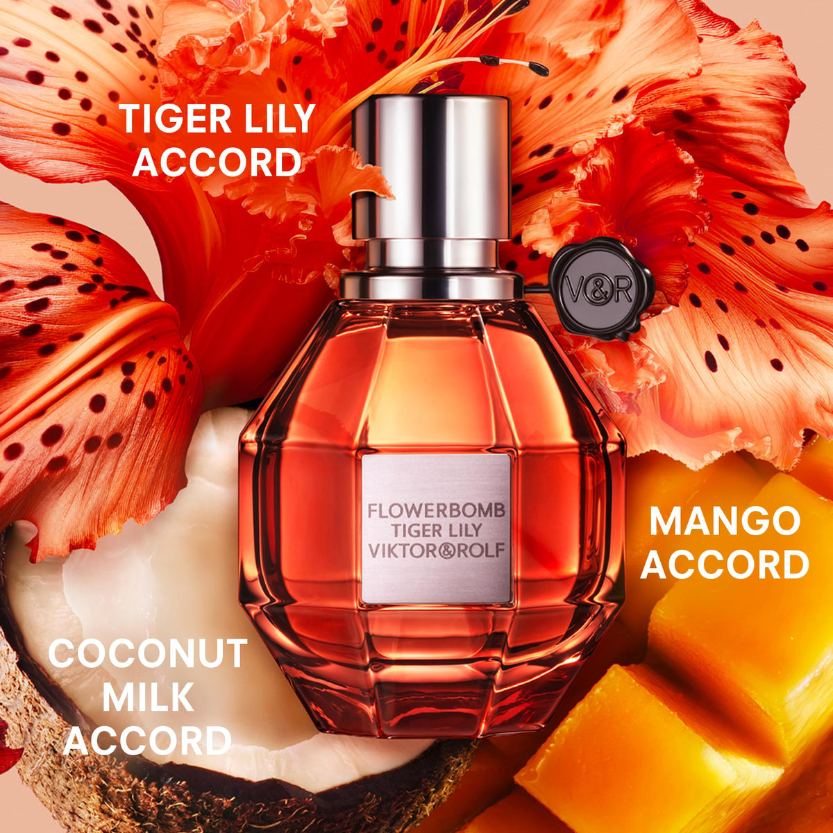 Viktor&Rolf Tiger Lily EDP cap closeup, a luxe detail that hints at refined elegance.