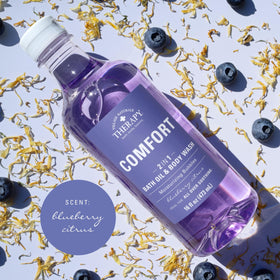 Village Naturals Therapy Comfort bath oil used in shower for cleansing and hydration