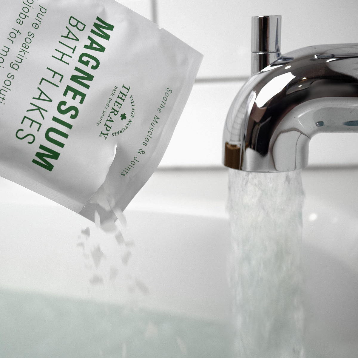 Tub with warm water and eucalyptus mint aroma for a relaxing full-body soak