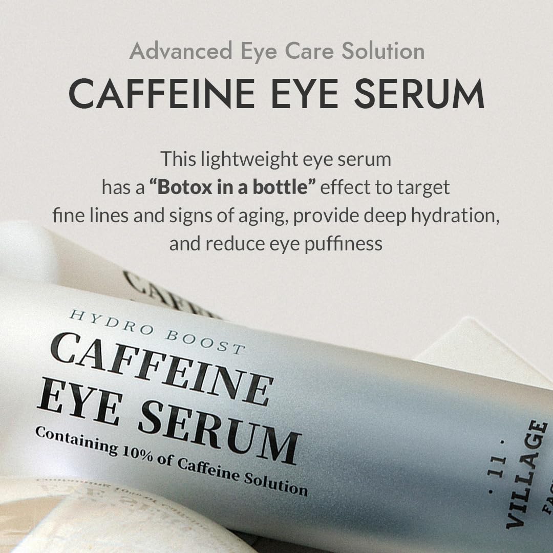 VILLAGE11FACTORY Hydro Boost Caffeine Eye Serum roller cools during application