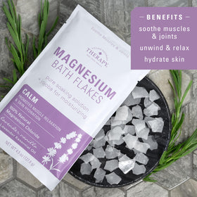 Foot soak with Village Naturals Therapy Calm Magnesium Flakes.