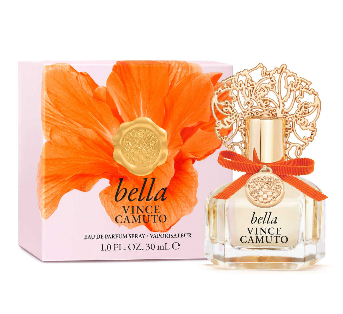 Vince Camuto Bella EDP bottle highlighting sparkling floral notes for evening wear.