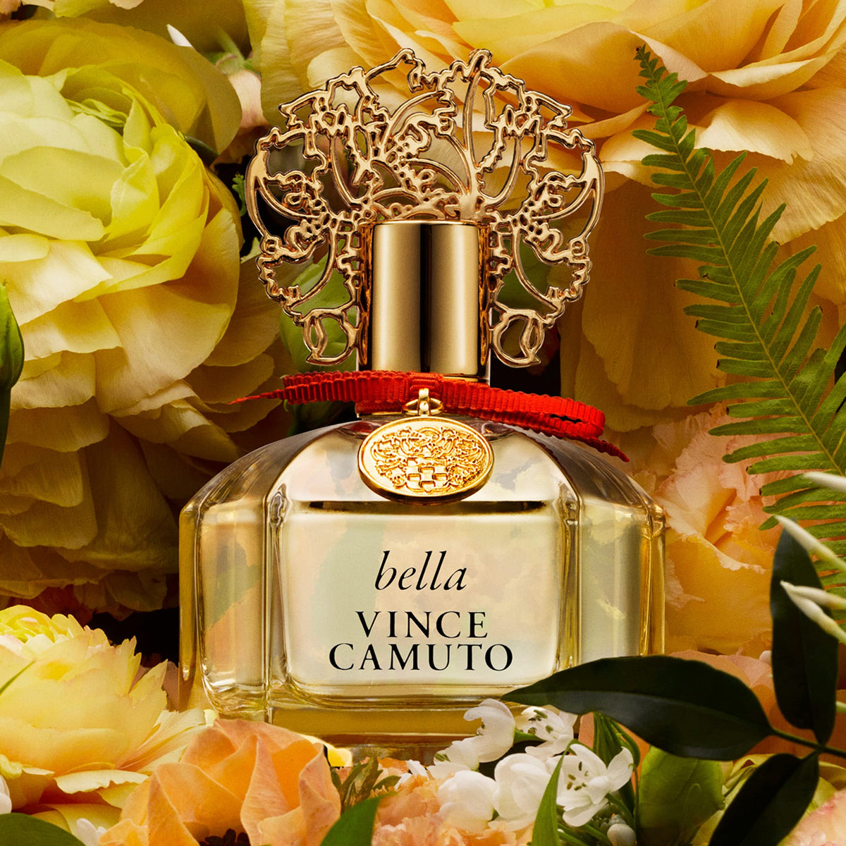 Vince Camuto Bella EDP vanity shot showcasing fruity floral profile for daily use.