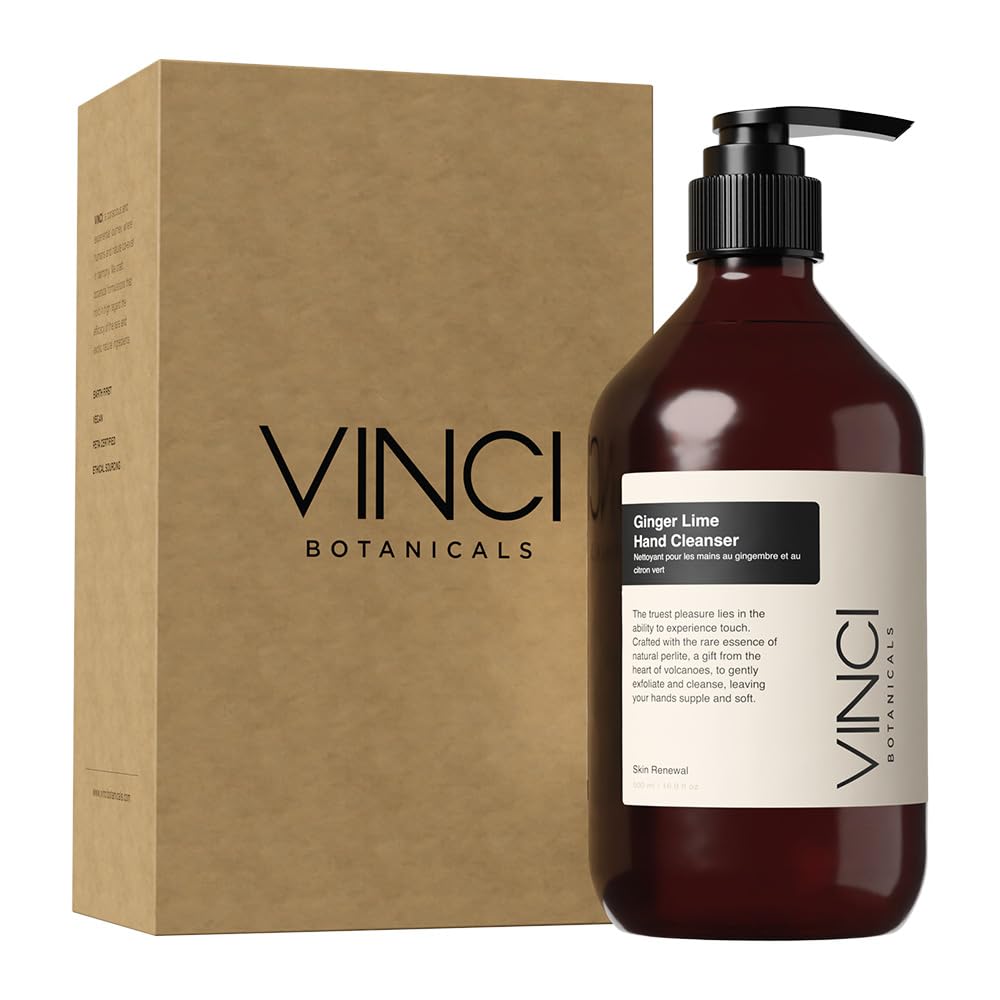 Vinci Botanicals Ginger Lime Hand Cleanser bottle with fresh citrus aroma for daily cleansing and hydration.