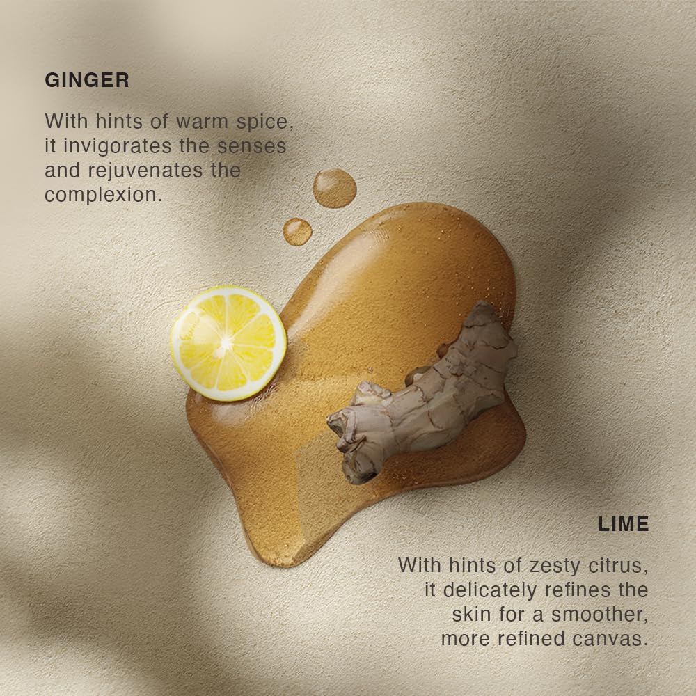 Vinci Botanicals ginger lime ingredients for refreshing cleansing and natural notes.