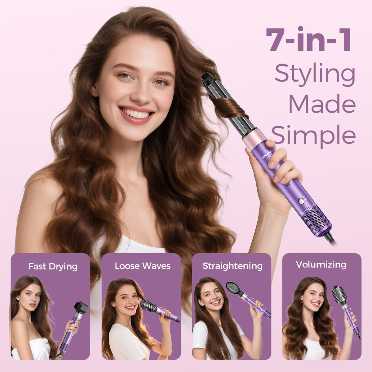 Vincofy oval brush for smoothing and volume