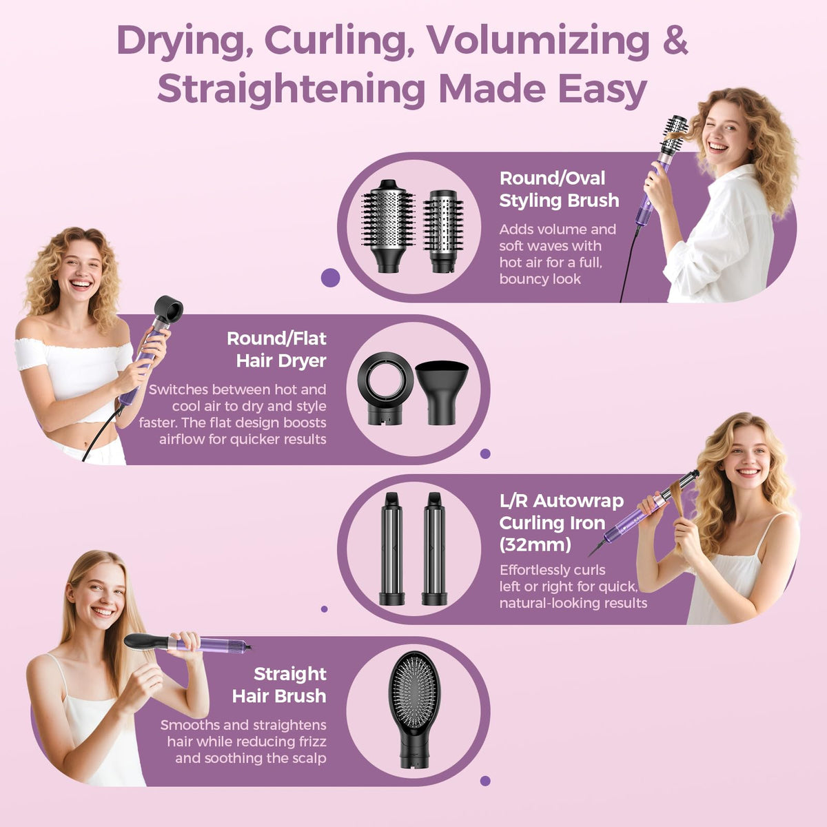 Vincofy 7 in 1 right wrap curl styling for balanced curls