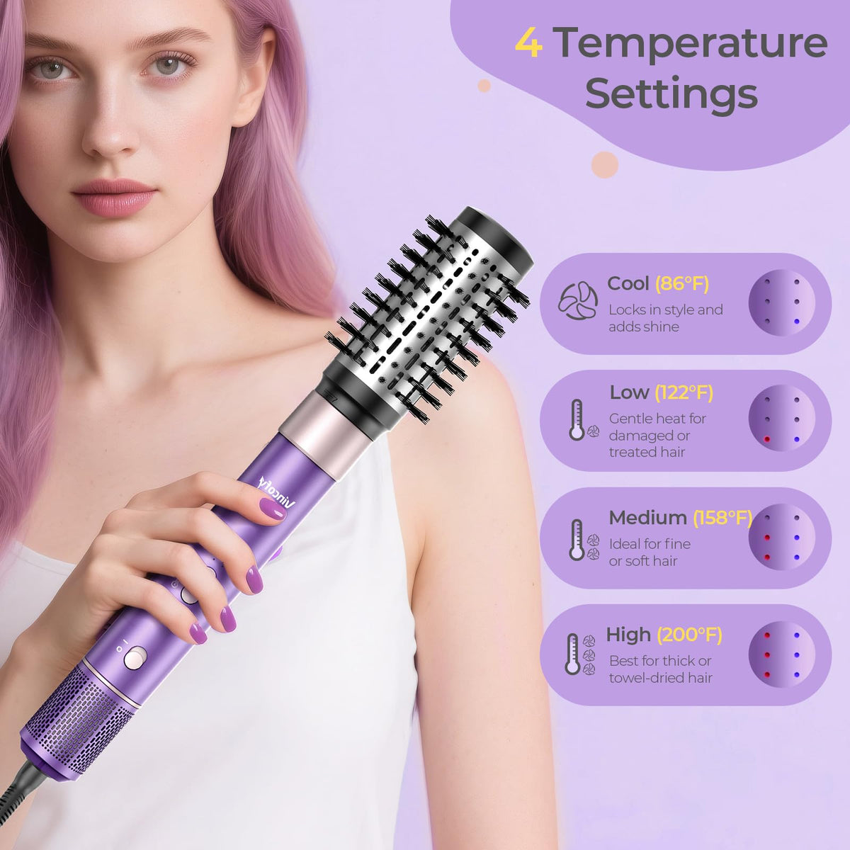 Vincofy oval brush attachment for smoothing and volume