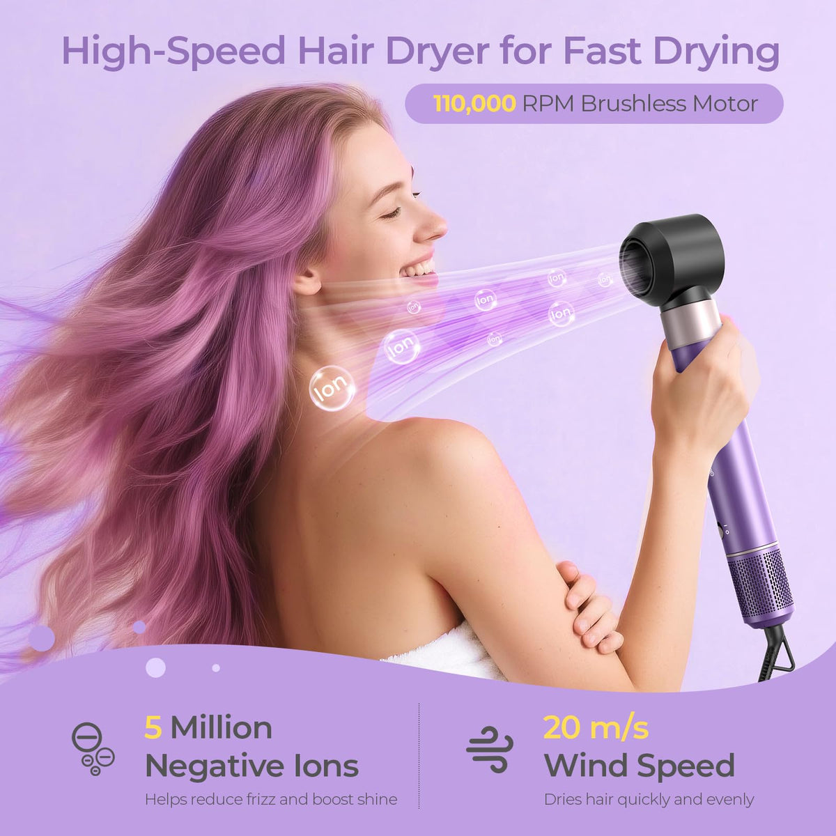 Vincofy round brush attachment adds lift and body at the roots