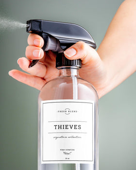 Vine Creations clear glass bottle perfect for hair mists and DIY cleaners.