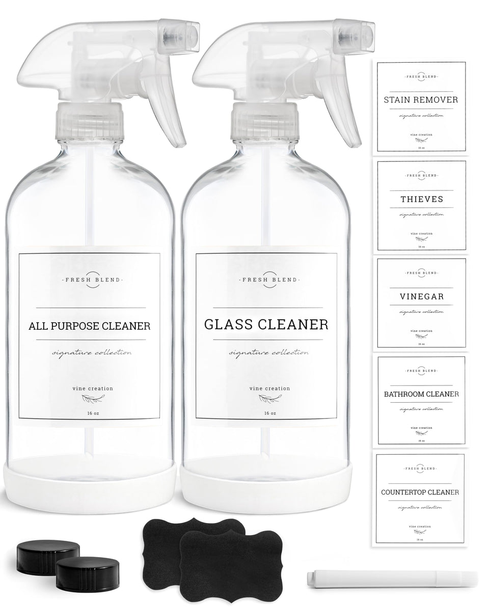 Vine Creations glass spray bottle front view, 16 oz, for precise mist