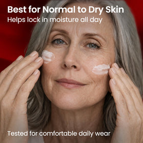 Vine Vera Merlot Day Cream application demonstrates non-greasy finish.