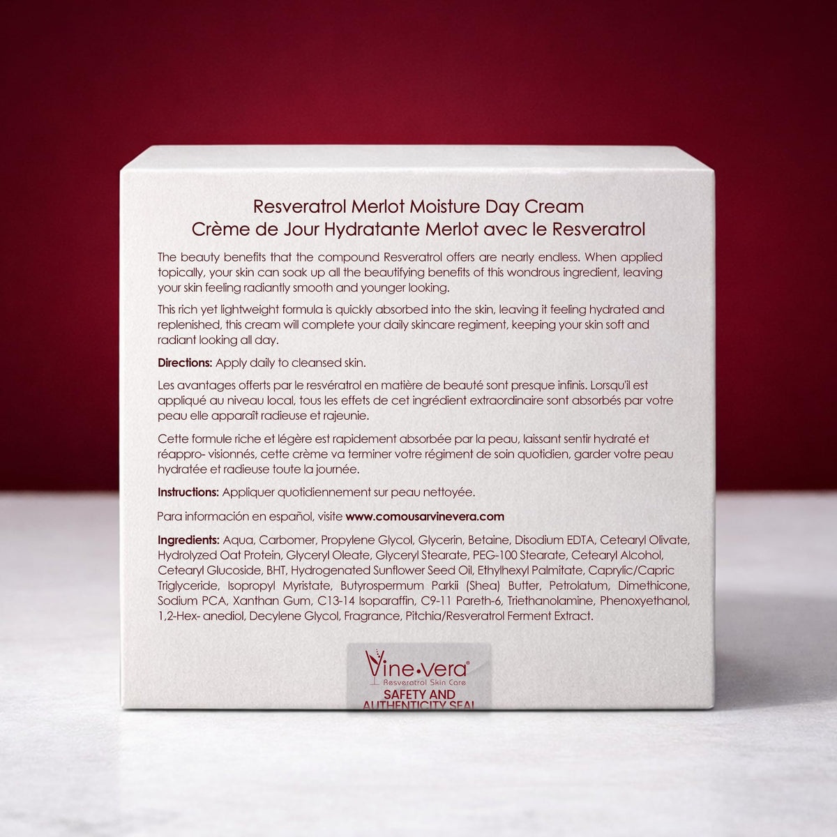 Merlot Day Cream close-up texture reveals smooth, satiny finish.