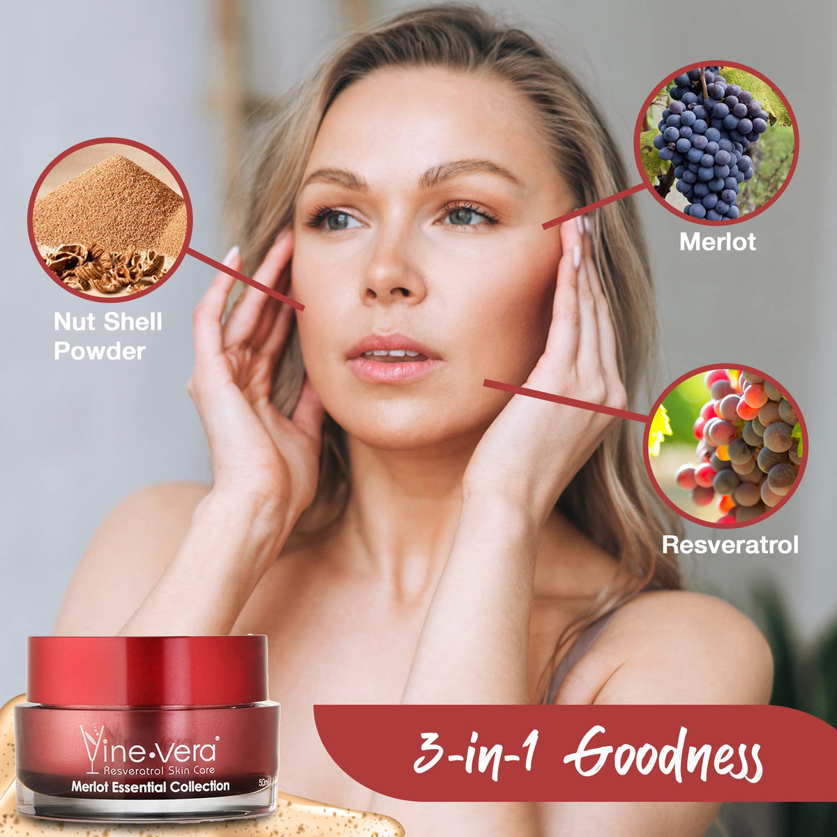 Merlot Day Cream pairing visual suggests complete skincare routine.