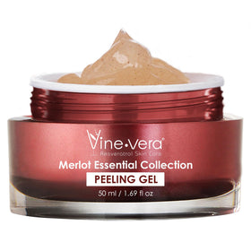 Vine Vera Merlot peeling gel bottle for gentle home exfoliation.